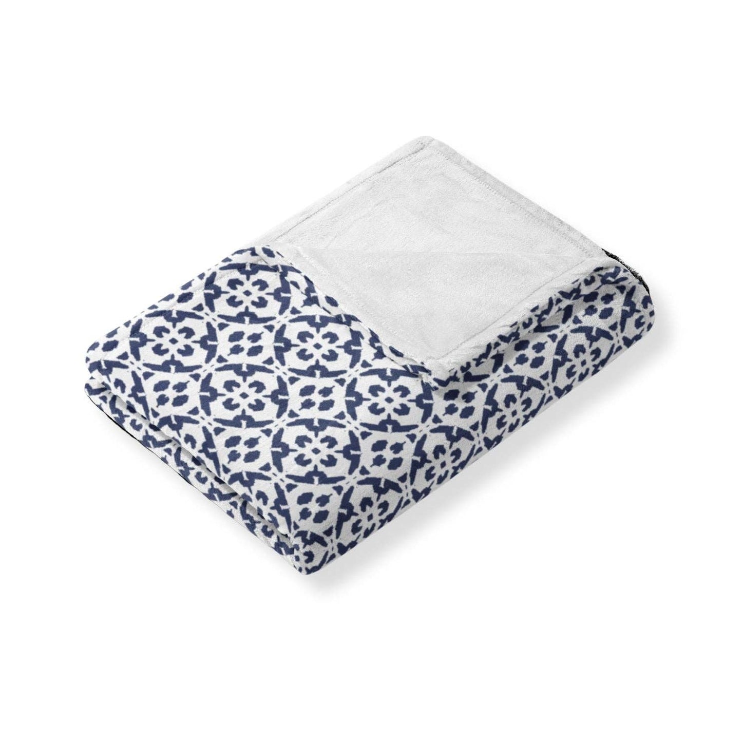 Porto Tiles Navy Fleece Blanket: One Size