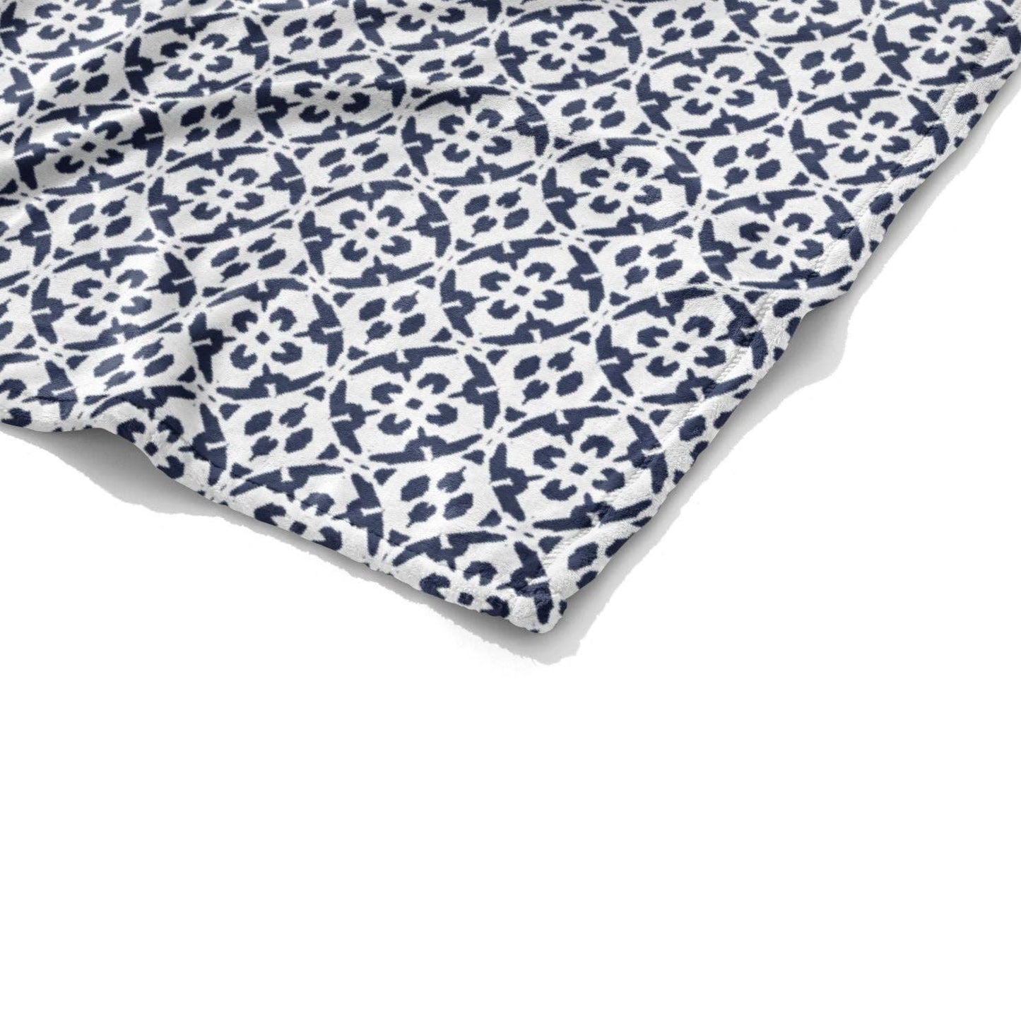 Porto Tiles Navy Fleece Blanket: One Size
