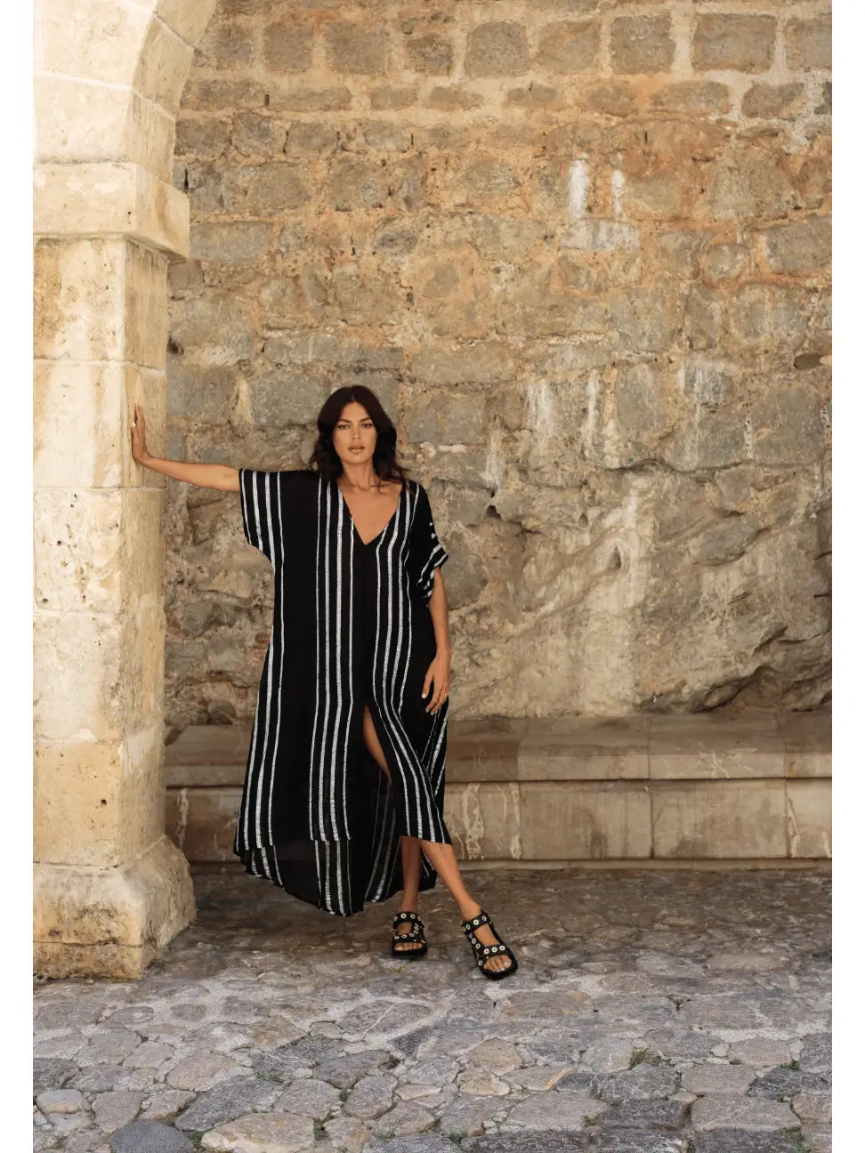 Metallic Striped Kaftan