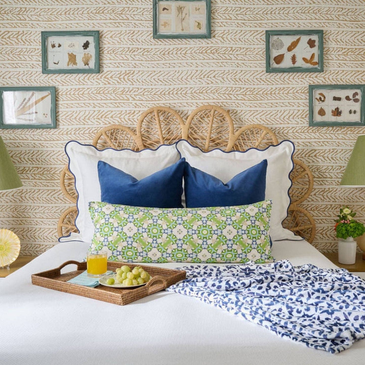 Porto Tiles Navy Fleece Blanket: One Size