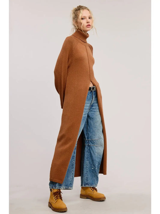 Camel Open Front Sweater