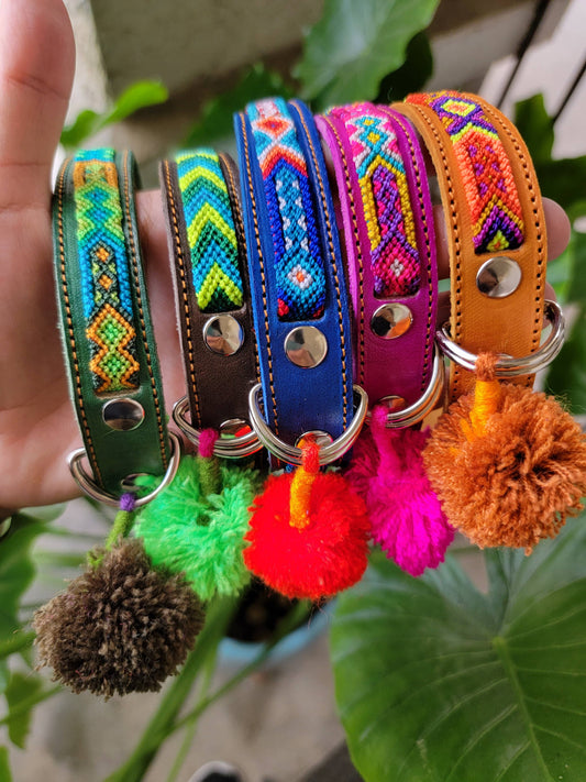 MEDIUM Mexican Pet Collar - Leather Dog Collar, Boho