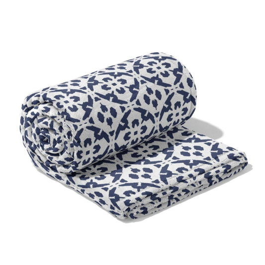 Porto Tiles Navy Fleece Blanket: One Size