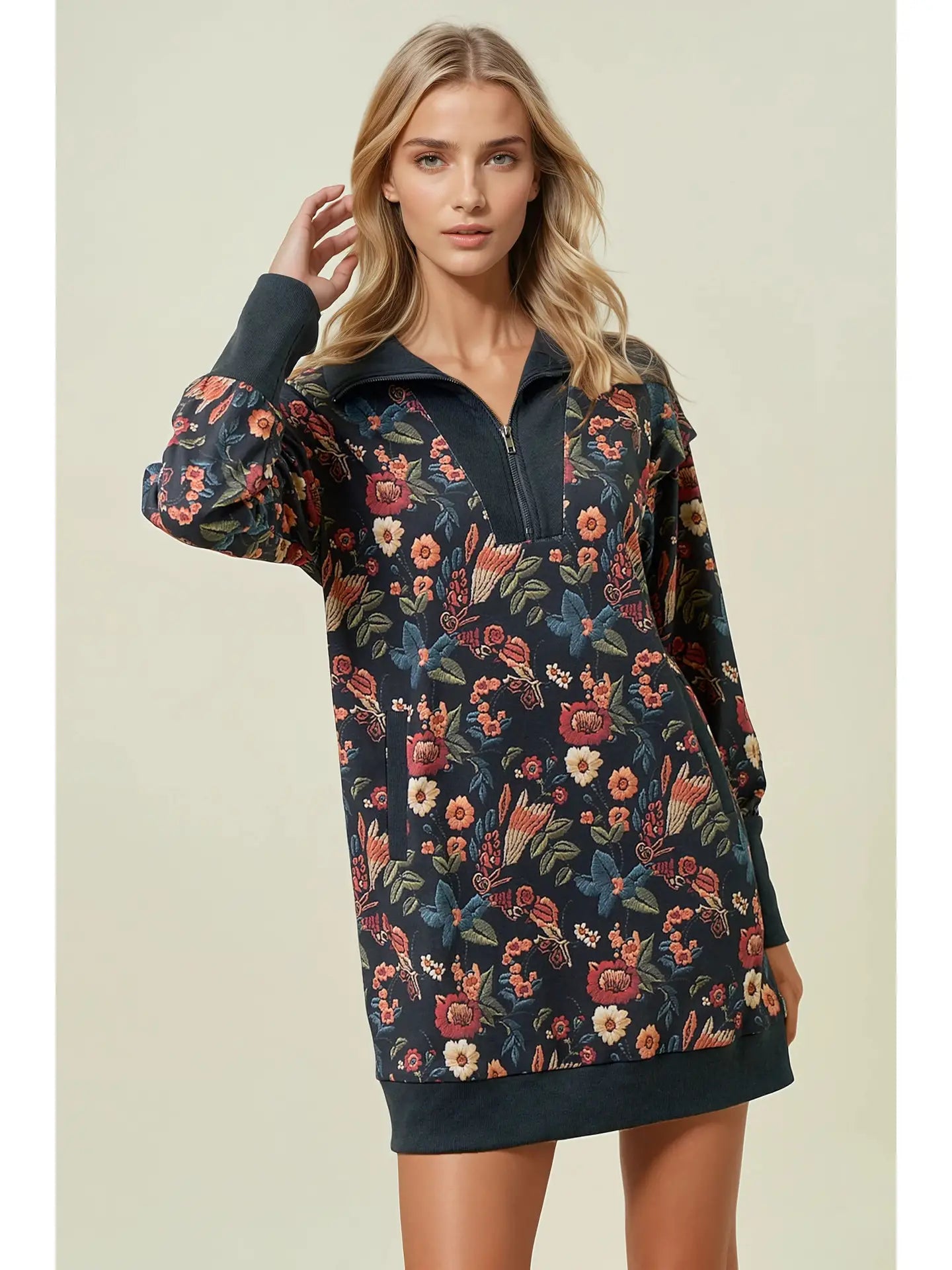 Floral Sweatshirt Dress