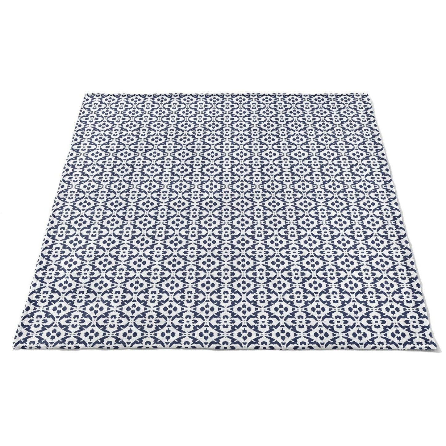Porto Tiles Navy Fleece Blanket: One Size