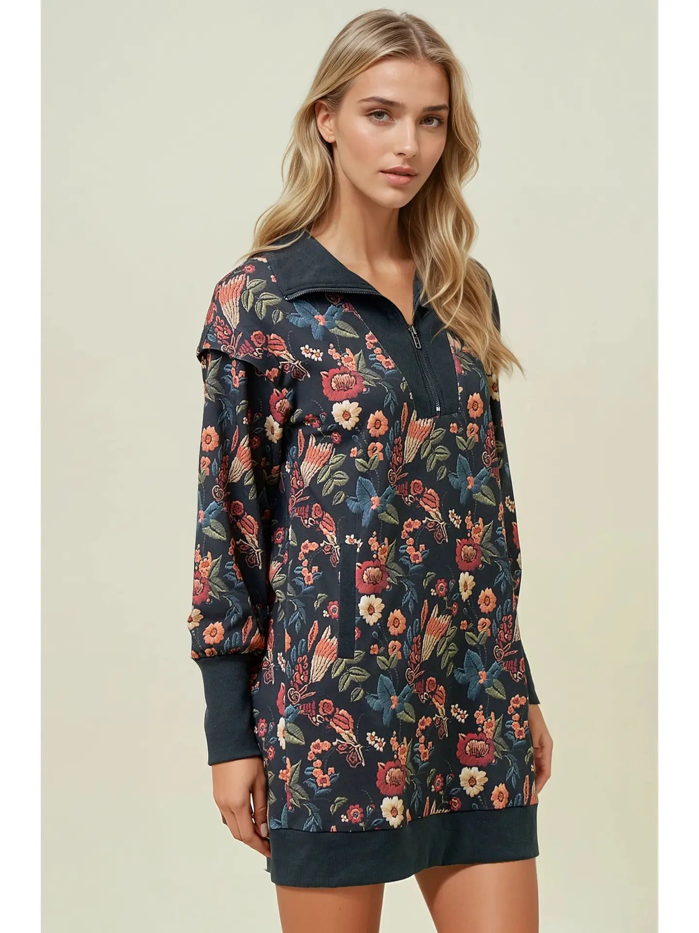 Floral Sweatshirt Dress