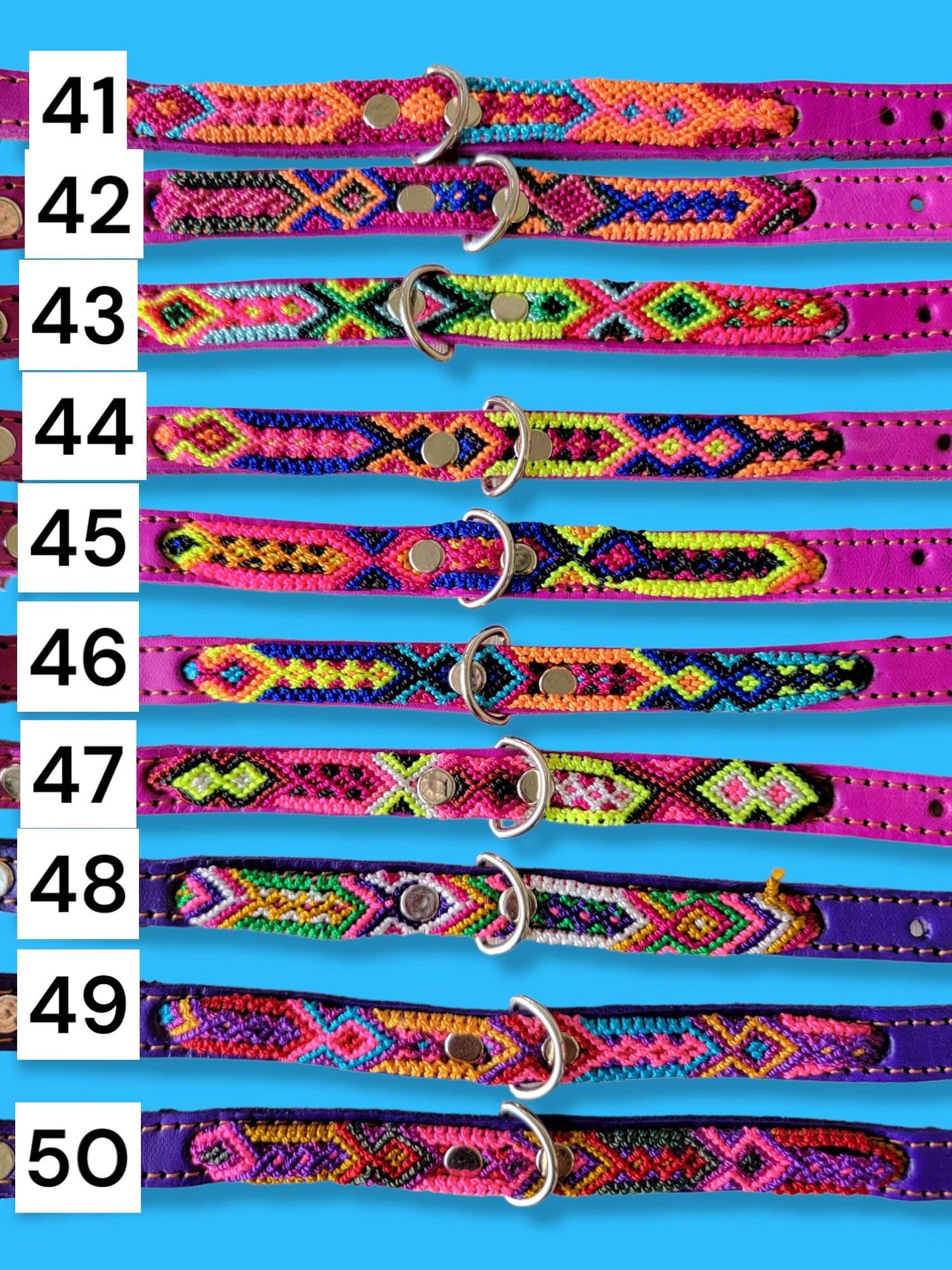 XS Mexican Pet Collar - Colorful Leather Dog Collar, Tribal