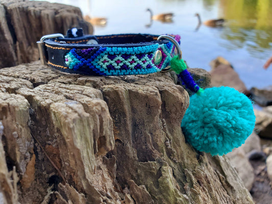 SMALL Mexican Pet Collar - Leather Dog Collar, Boho Collar