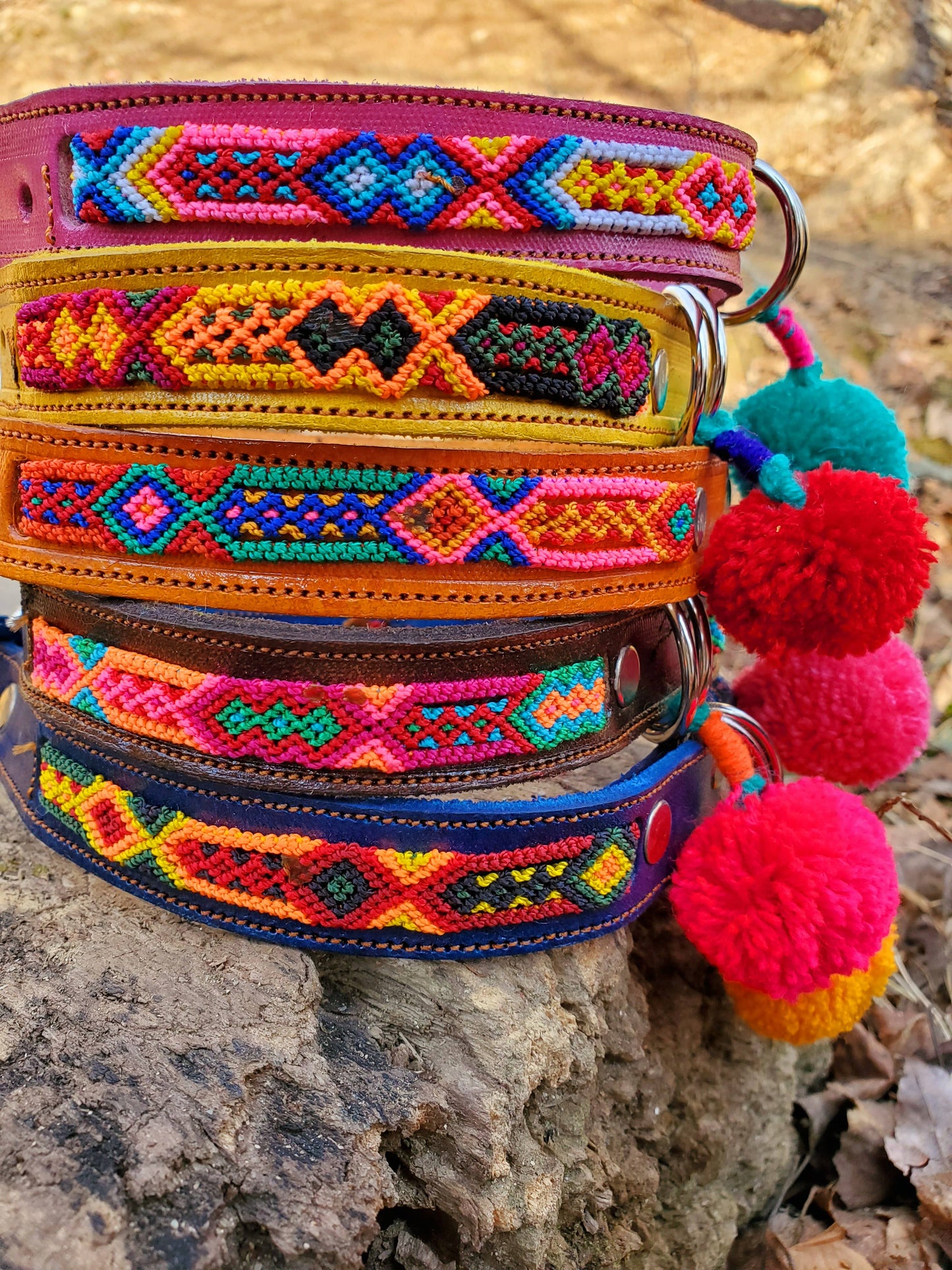MEDIUM Mexican Pet Collar - Leather Dog Collar, Boho